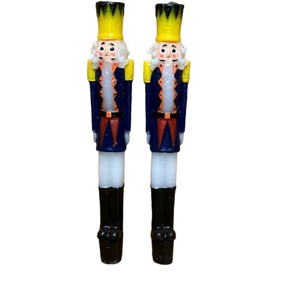 VTG 10 in Nutcracker Candles unused, toy solider rare candlestick set of 2 - Picture 1 of 12